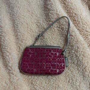 Coach Pink & Silver Wristlet